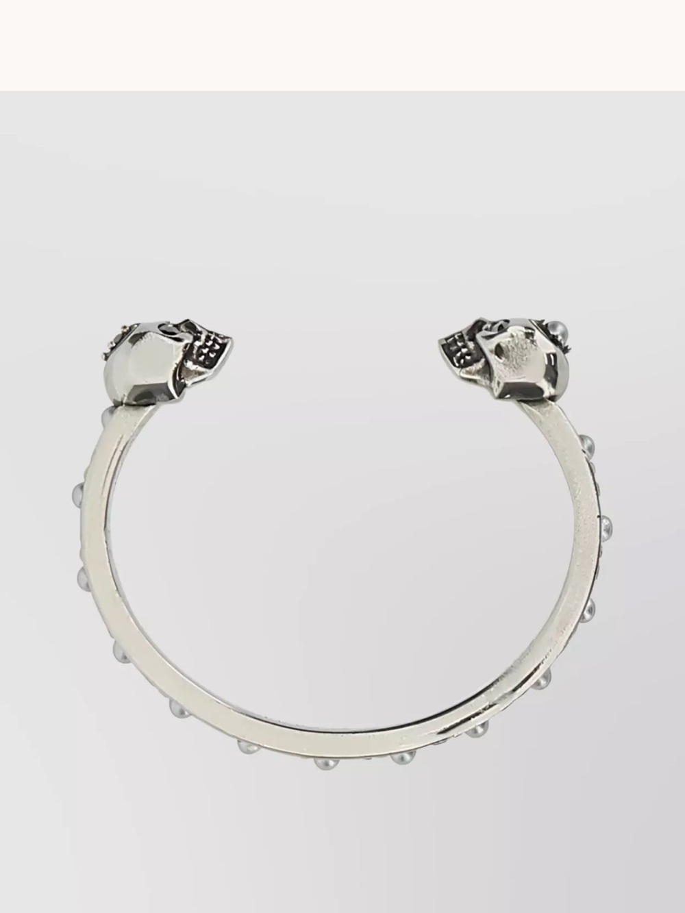 Alexander McQueen Silver Skull Open Cuff Bracelet -marcasite and pearls size M